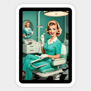 Retro female dentist Sticker